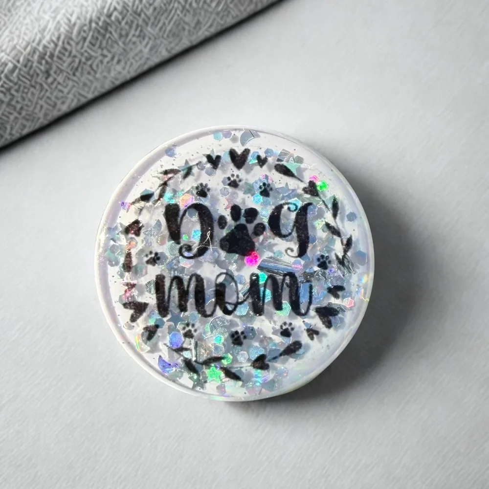 Glittery Dog Mom Phone Grip